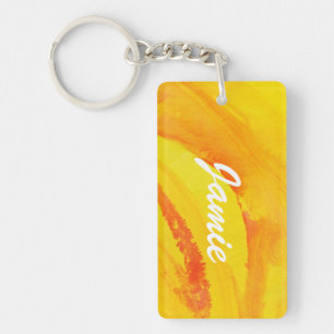 yellow background. watercolor on paper key ring