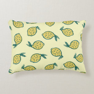 Yellow background with lemons. Lemon. background w Decorative Cushion