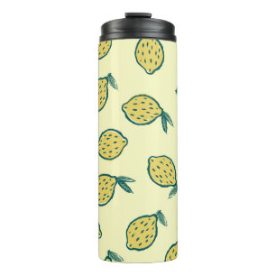 Yellow background with lemons. Lemon. background w Thermal Tumbler
