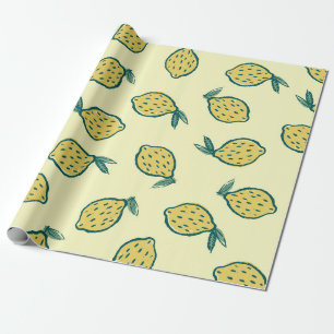 Yellow background with lemons. Lemon. background w Wrapping Paper