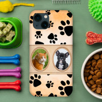 Yellow background with paws, custom pet photo