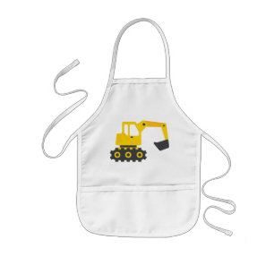 Yellow Backhoe Excavator Construction Kids Kids Apron