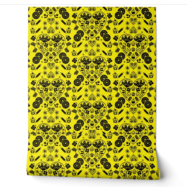 Yellow Baking Kitchen Decor Wallpaper (Unrolling)