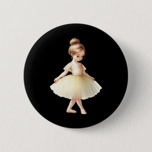Yellow Ballerina Girl Dancing Ballet Watercolor 6 Cm Round Badge