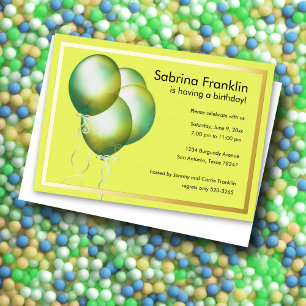 Yellow Balloons Birthday Party Invitation