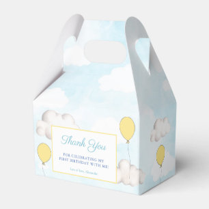 Yellow Balloons Clouds Birthday Christening Party Favour Box