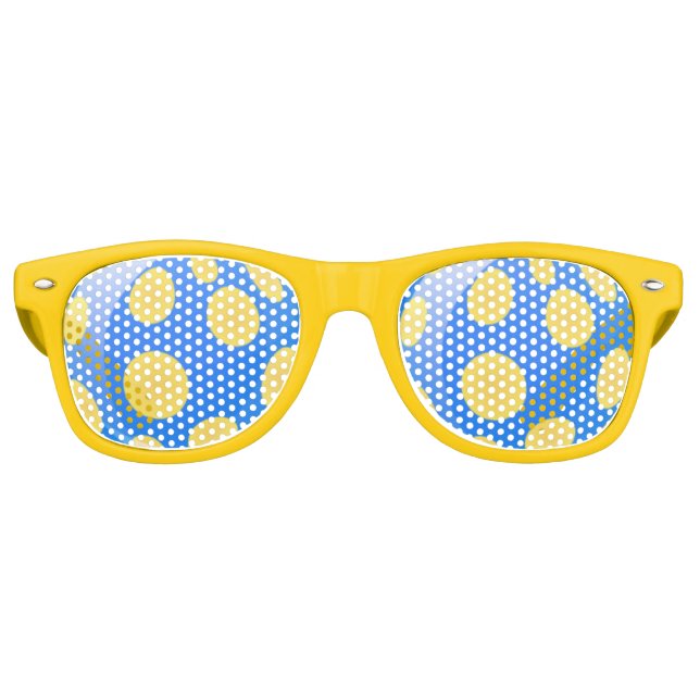 Yellow Balls On Blue Background Retro Sunglasses (Front)