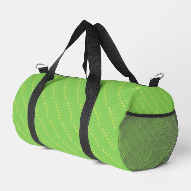 Yellow balls on green duffle bag (Right Corner)