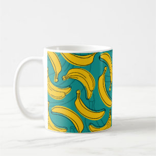 Yellow Banana: Black Outline Vintage Coffee Mug
