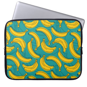 Yellow Banana: Black Outline Vintage Laptop Sleeve
