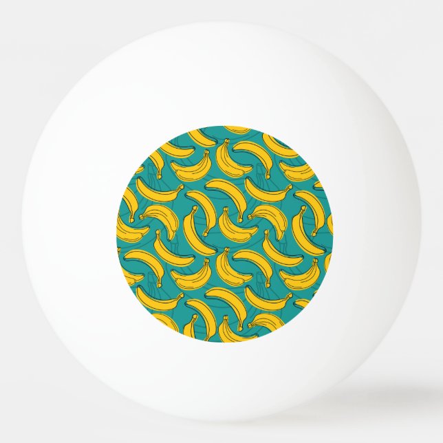 Yellow Banana: Black Outline Vintage Ping Pong Ball (Front)