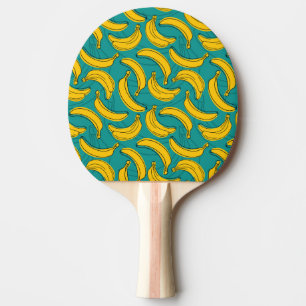 Yellow Banana: Black Outline Vintage Ping Pong Paddle