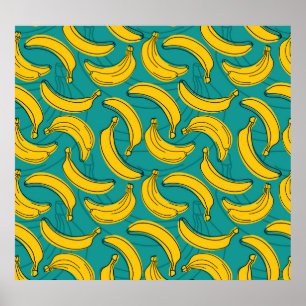 Yellow Banana: Black Outline Vintage Poster