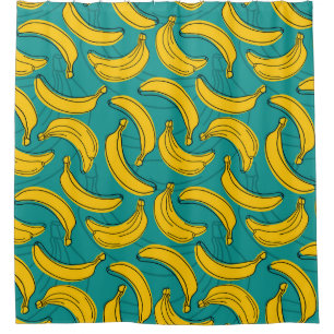 Yellow Banana: Black Outline Vintage Shower Curtain
