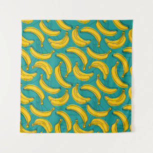 Yellow Banana: Black Outline Vintage Tapestry