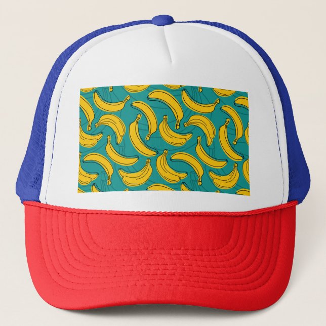 Yellow Banana: Black Outline Vintage Trucker Hat (Front)