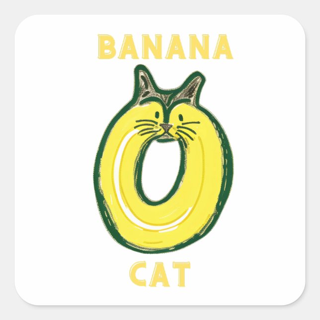 Yellow banana cat - cute kitten sticker meme (Front)