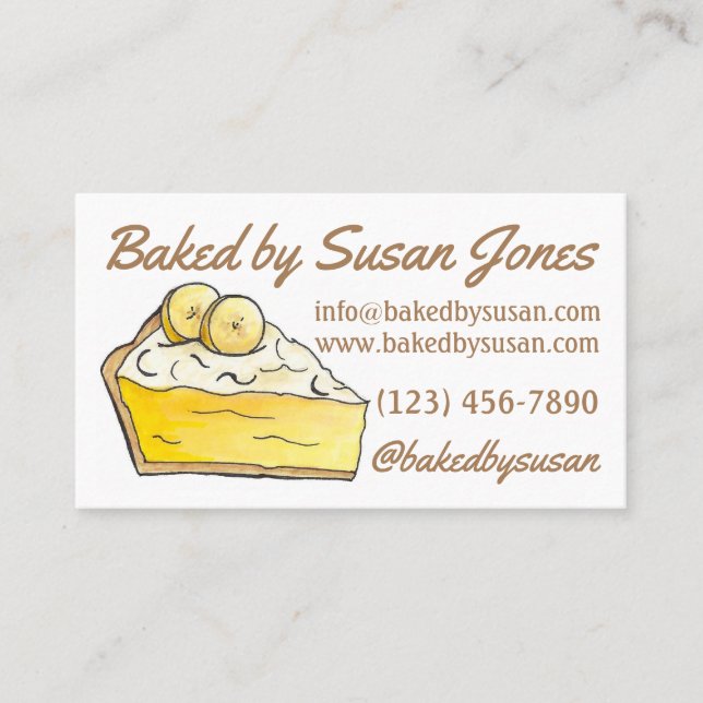 Yellow Banana Cream Pie Bakery Baked By Dessert Business Card (Front)