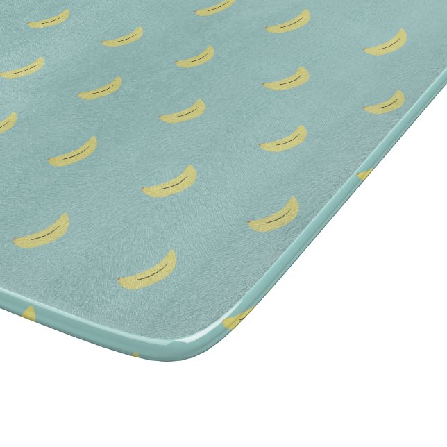 Yellow banana drawing blue pattern cutting board (Corner)