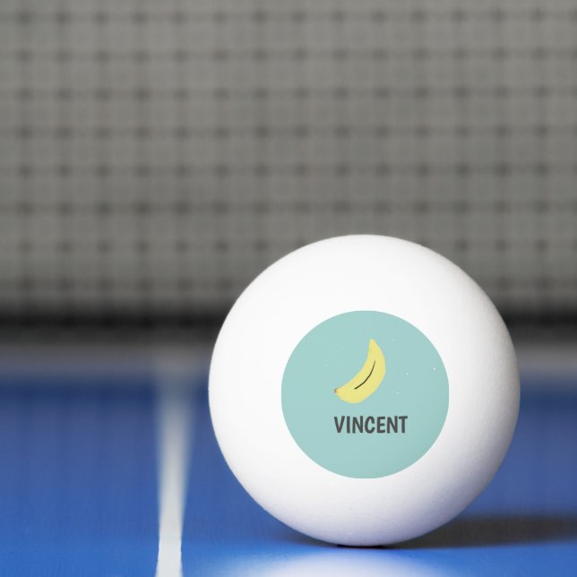 Yellow banana drawing blue personalised ping pong ball (Net)
