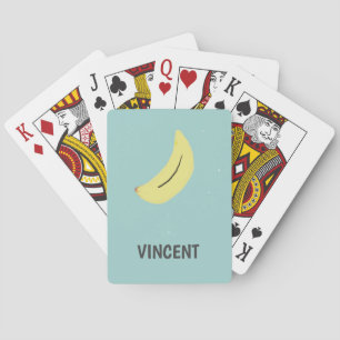 Yellow banana drawing blue personalised playing cards