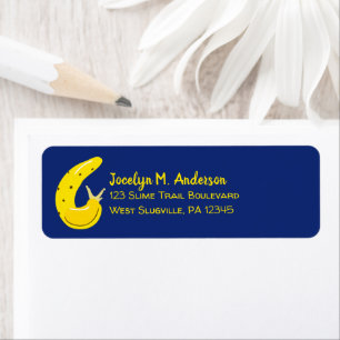 Yellow Banana Slug Blue Return Address