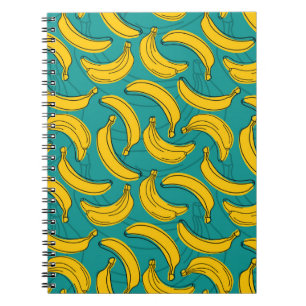 yellow banana with black outline seamless pattern  notebook