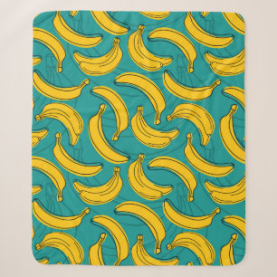 yellow banana with black outline seamless pattern sherpa blanket
