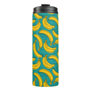 yellow banana with black outline seamless pattern  thermal tumbler