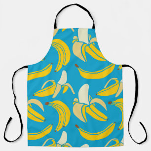 Yellow bananas, blue background pattern apron