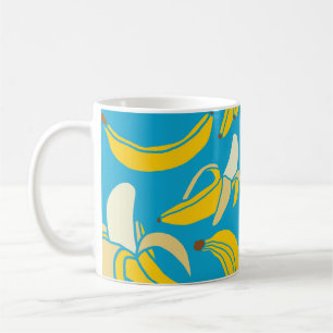 Yellow bananas, blue background pattern coffee mug