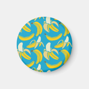 Yellow bananas, blue background pattern magnet