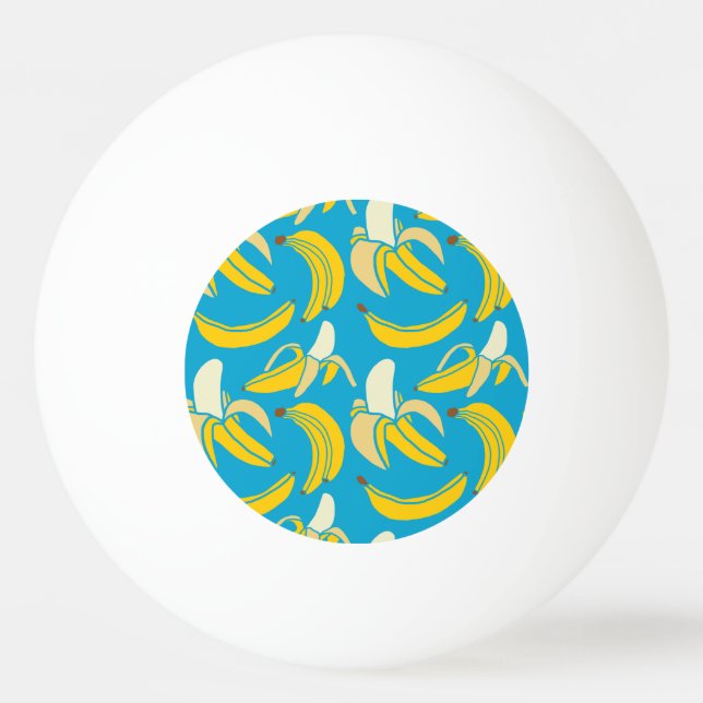 Yellow bananas, blue background pattern ping pong ball (Front)