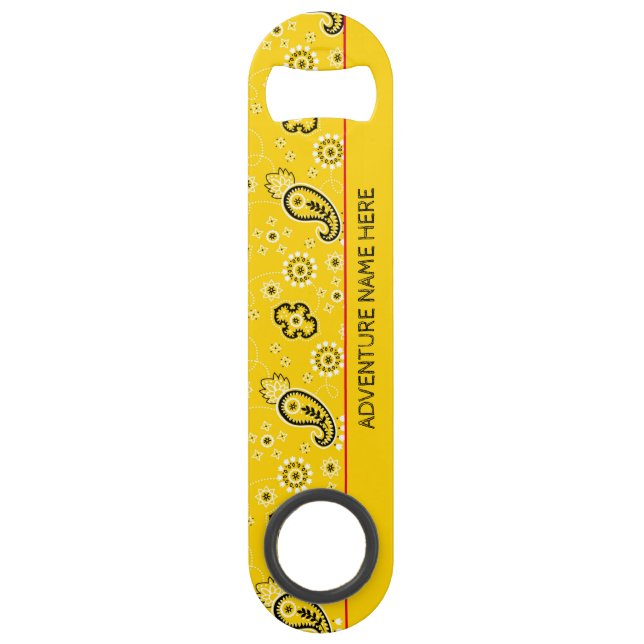 Yellow Bandanna Custom Adventure Bottle opener (Back)