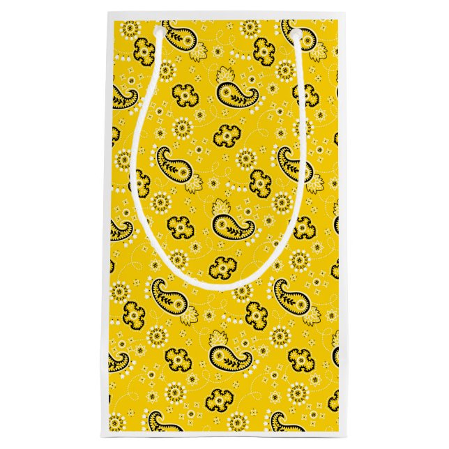Yellow Bandanna Modern Cowboy Western Outdoors Fun Small Gift Bag (Front)