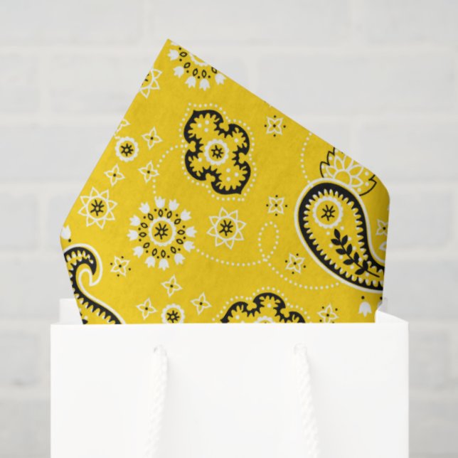 Yellow Bandanna pattern Modern Cowboy Fun Tissue Paper (Gift Bag)