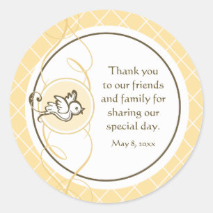 Yellow Baptism/Christening Favour Sticker