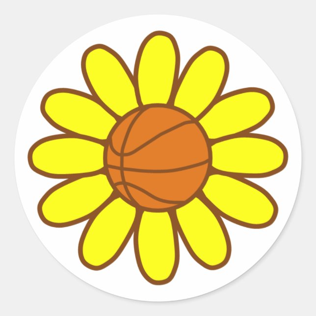Yellow Basketball Girl Classic Round Sticker (Front)