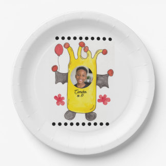 Yellow Bat Monster Kids Birthday Party Paper Plate