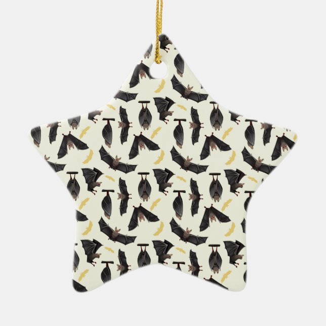 yellow bats ceramic tree decoration (Front)