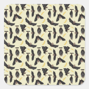 yellow bats square sticker