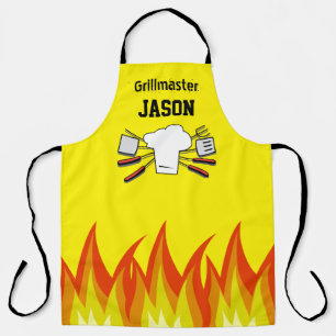 Yellow BBQ Grillmaster Apron Personalised