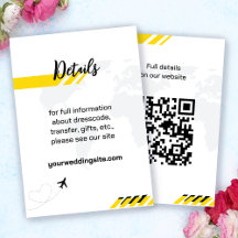 Yellow Beach Boarding Pass Wedding Enclosure Card