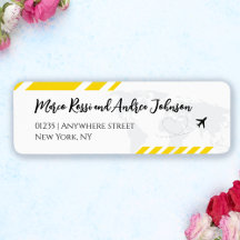 Yellow Beach Boarding Pass Wedding Return Address