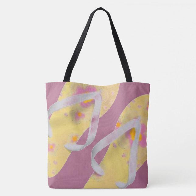 Yellow Beach Flipflop Sandals Tote Bag (Back)
