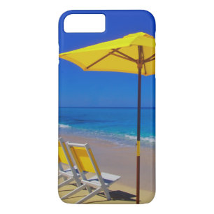 Yellow beach umbrella and chairs on pristine iPhone 8 plus/7 plus case