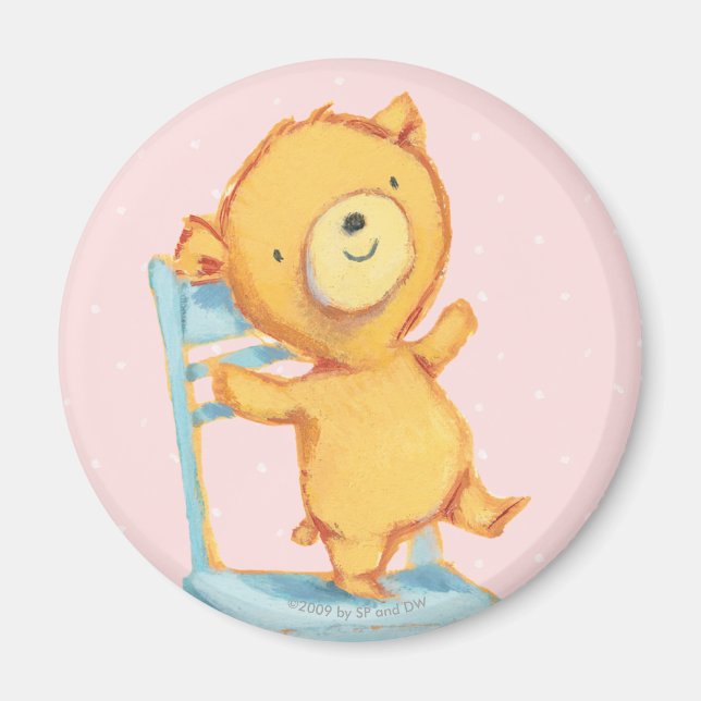 Yellow Bear Dances and Plays on Chair Magnet (Front)