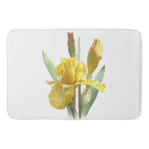 Yellow Bearded Iris Flower Botanical Design Bath Mat