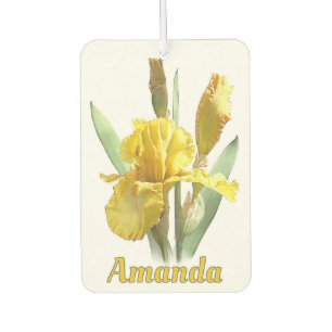 Yellow Bearded Iris Flower Personalised  Car Air Freshener