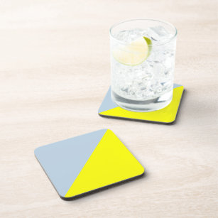 Yellow & Beau blue Solid Color Background Coaster